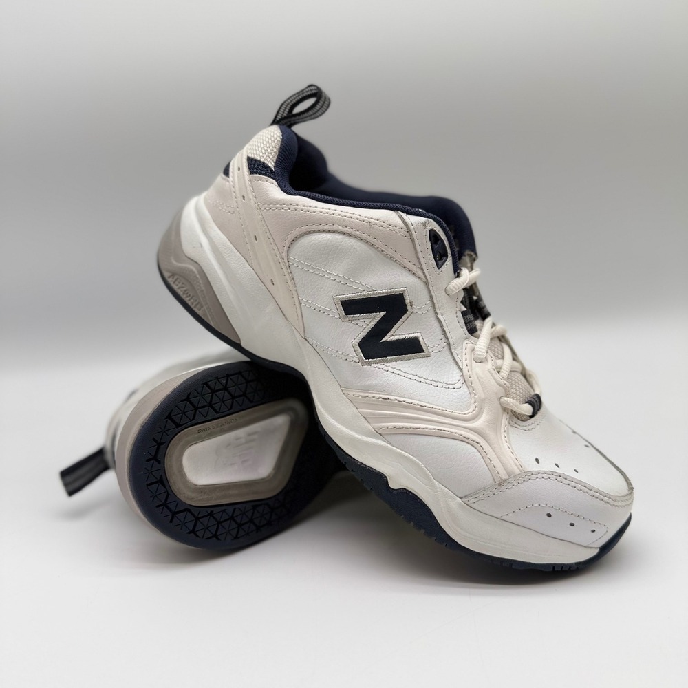 New Balance‎ 624 Mens 7 Women's 8.5 4E Extra Wide White Navy Leather Training